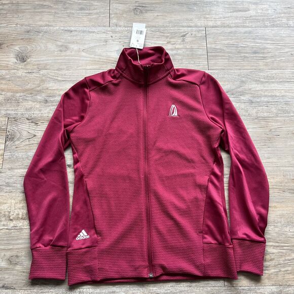 Adidas Golf Jacket Legacy Burgundy Women's Small Full Zip Textured NWT - Picture 1 of 10